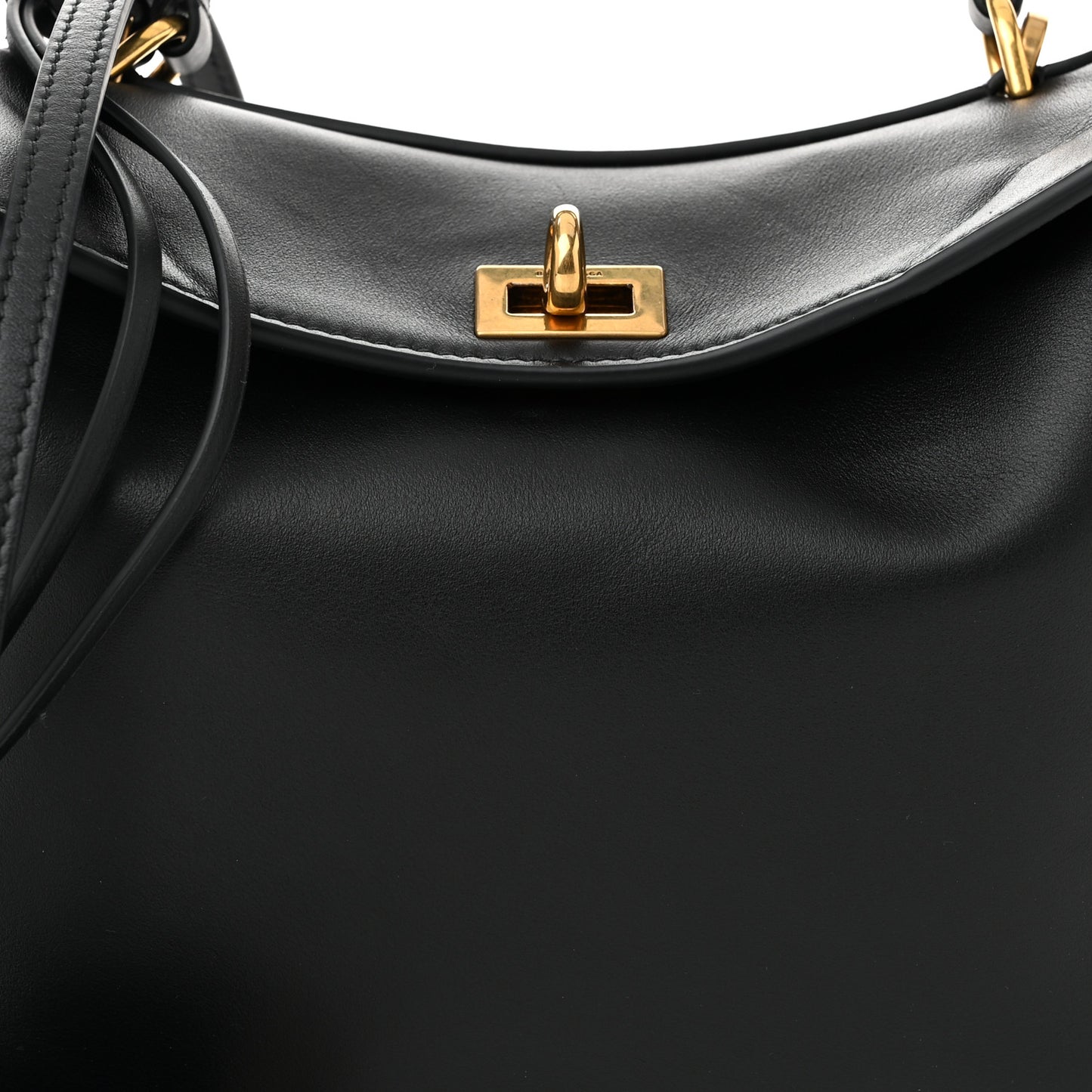 Natural Smooth Calfskin Mini Rodeo Top Handle Handbag Black