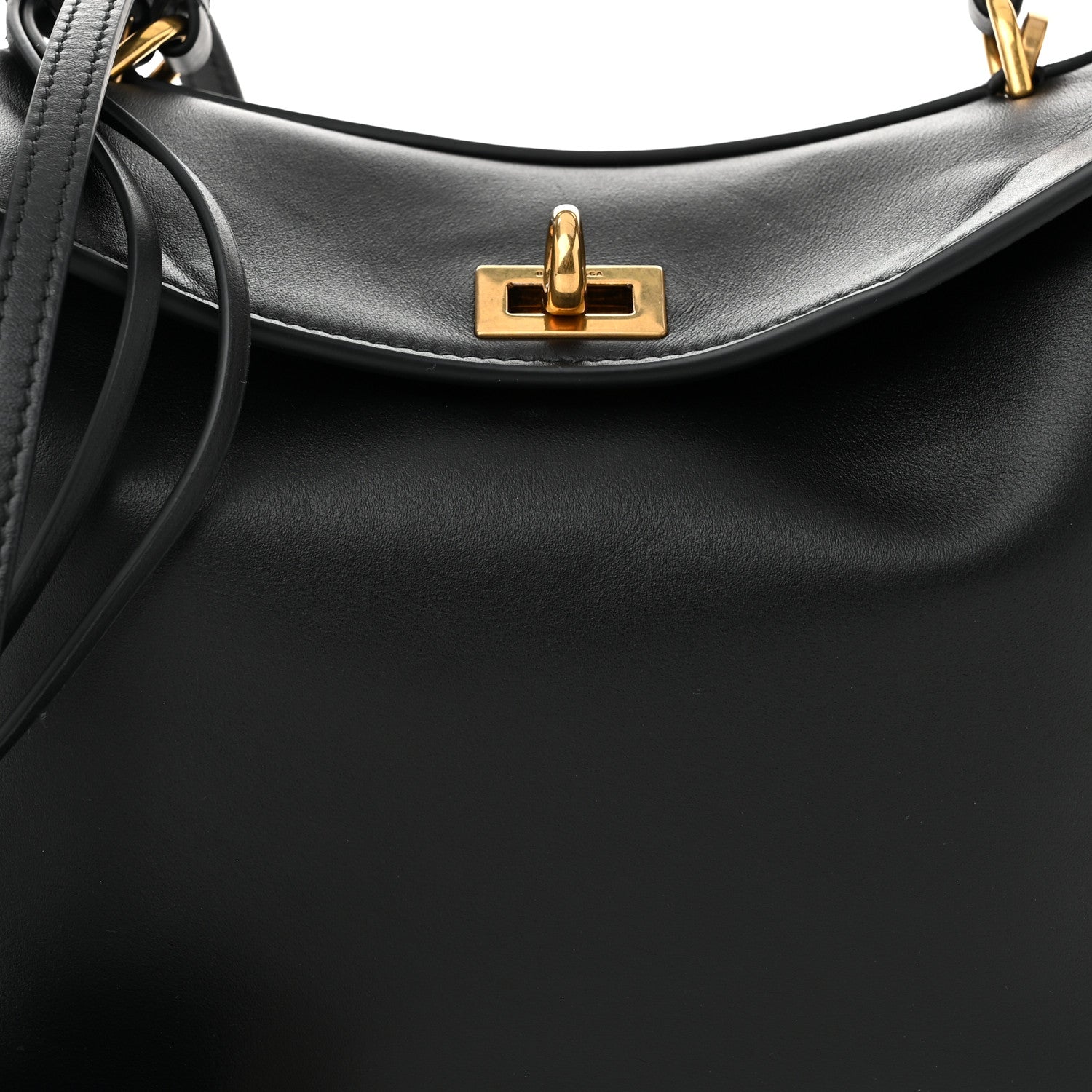 Balenciaga Natural Smooth Calfskin Mini Rodeo Top Handle Handbag Black 7 of 9