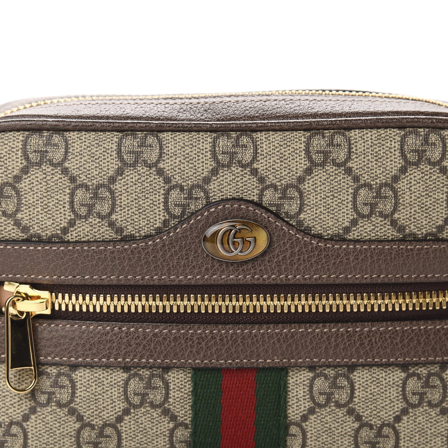 GG Supreme Monogram Web Small Ophidia Belt Bag 85 34 Dark Brown
