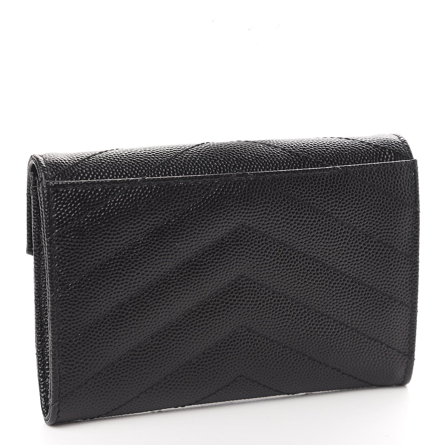 Grain De Poudre Matelasse Chevron Small Monogram Envelope Wallet Black