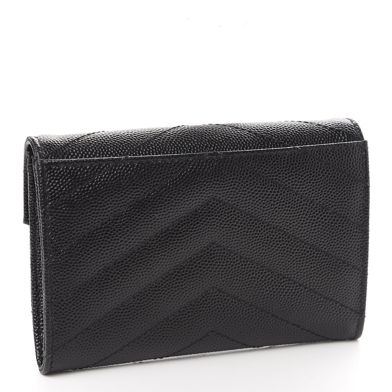Saint Laurent Grain De Poudre Matelasse Chevron Small Monogram Envelope Wallet Black 3 of 7