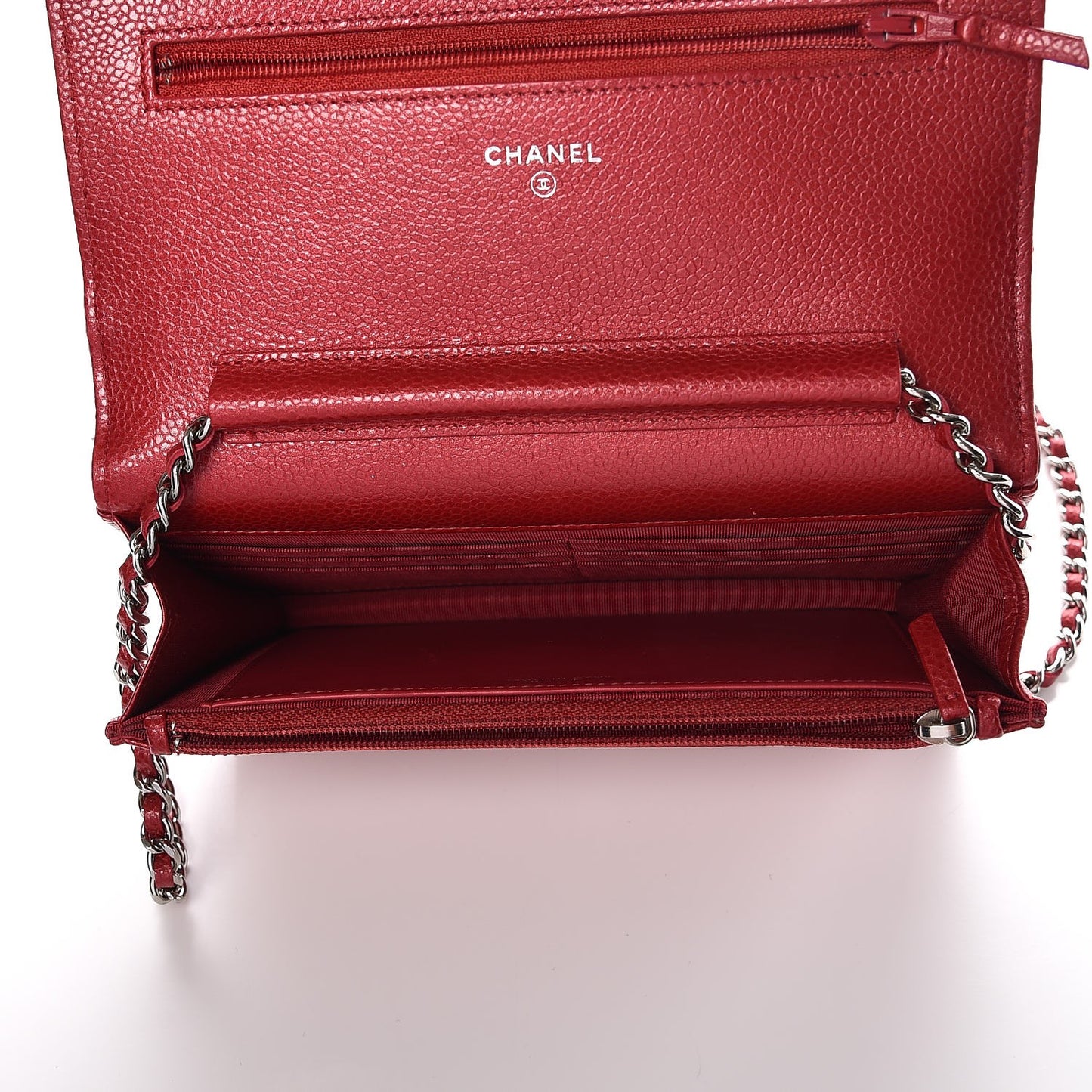 Caviar Quilted Wallet on Chain WOC Red