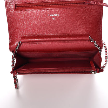 Chanel Caviar Quilted Wallet on Chain WOC Red 5 of 9