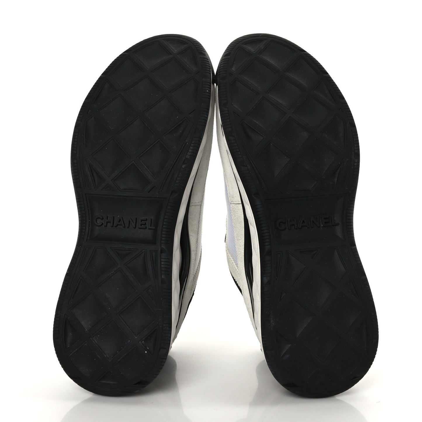 Velvet Calfskin Mixed Fibers CC Sneakers 38 White Black
