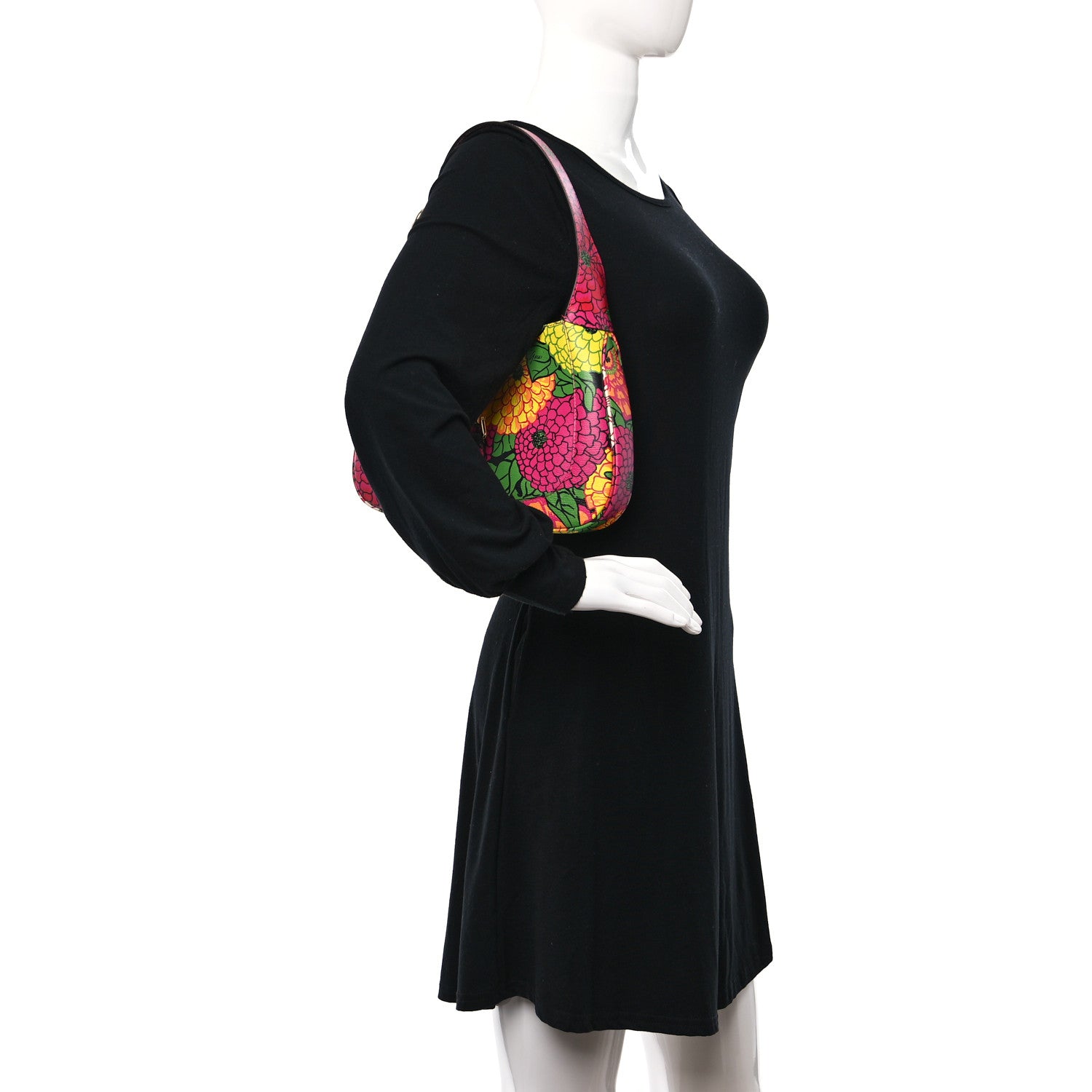 Gucci X KEN SCOTT Textured Calfskin Pomponica Print Small Jackie 1961 Hobo Multicolor Fuxia Pompon 3 of 9