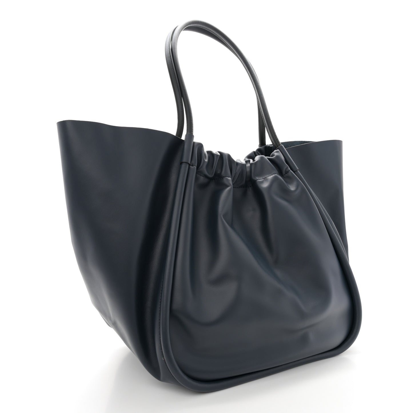 Calfskin XL Ruched Tote Dark Navy