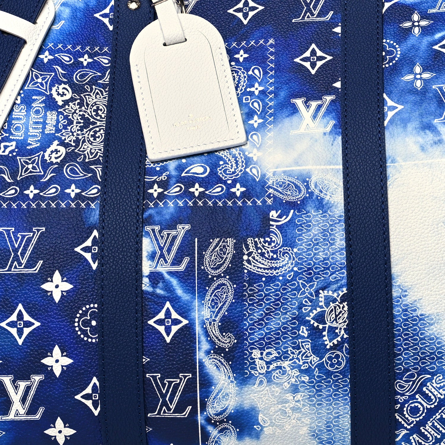 Louis Vuitton Cowhide Monogram Bandana Keepall Bandouliere 50 Blue 6 of 10
