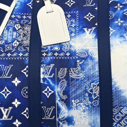 Louis Vuitton Cowhide Monogram Bandana Keepall Bandouliere 50 Blue 6 of 10
