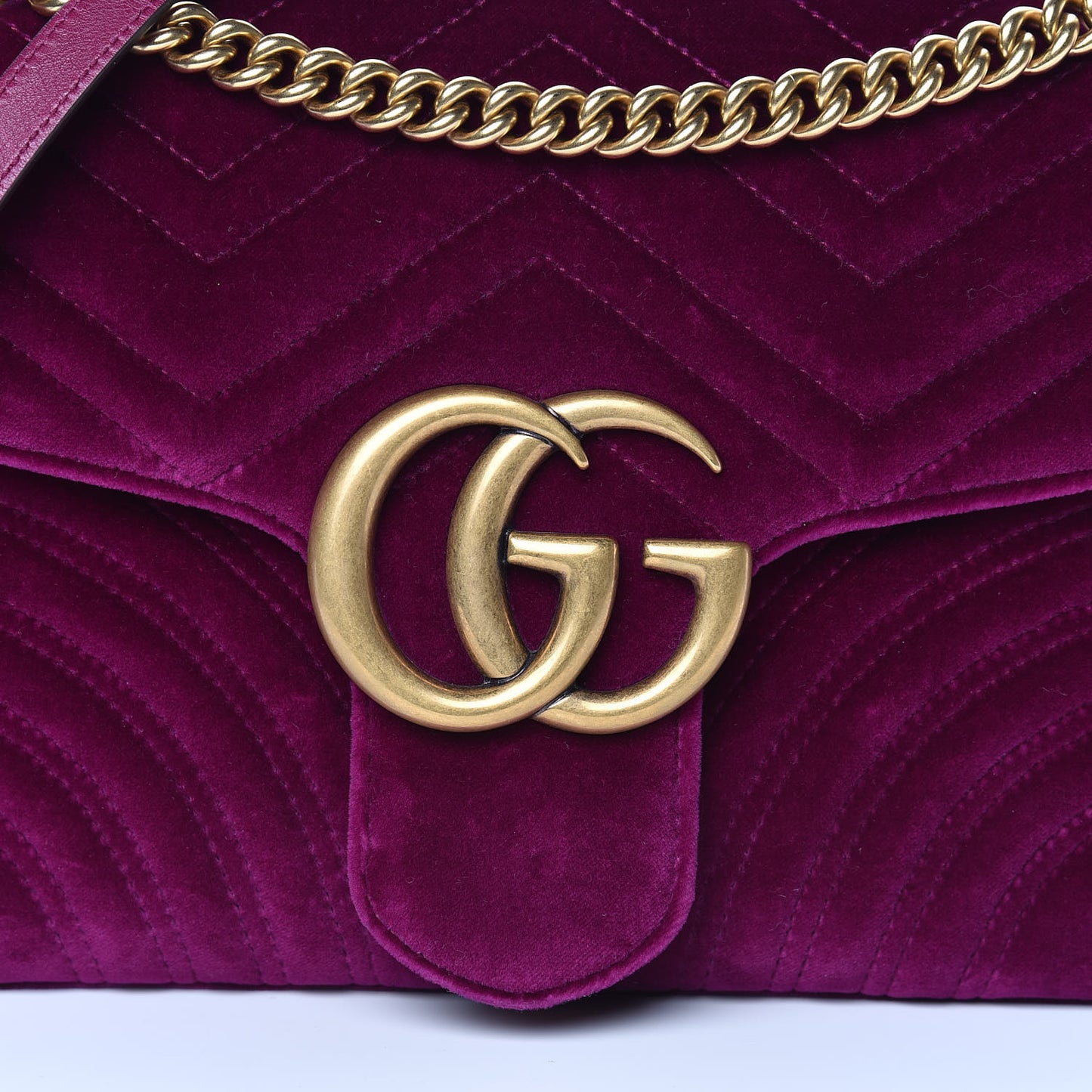 Velvet Matelasse Medium GG Marmont Shoulder Bag Fuchsia Violet Cyclamen
