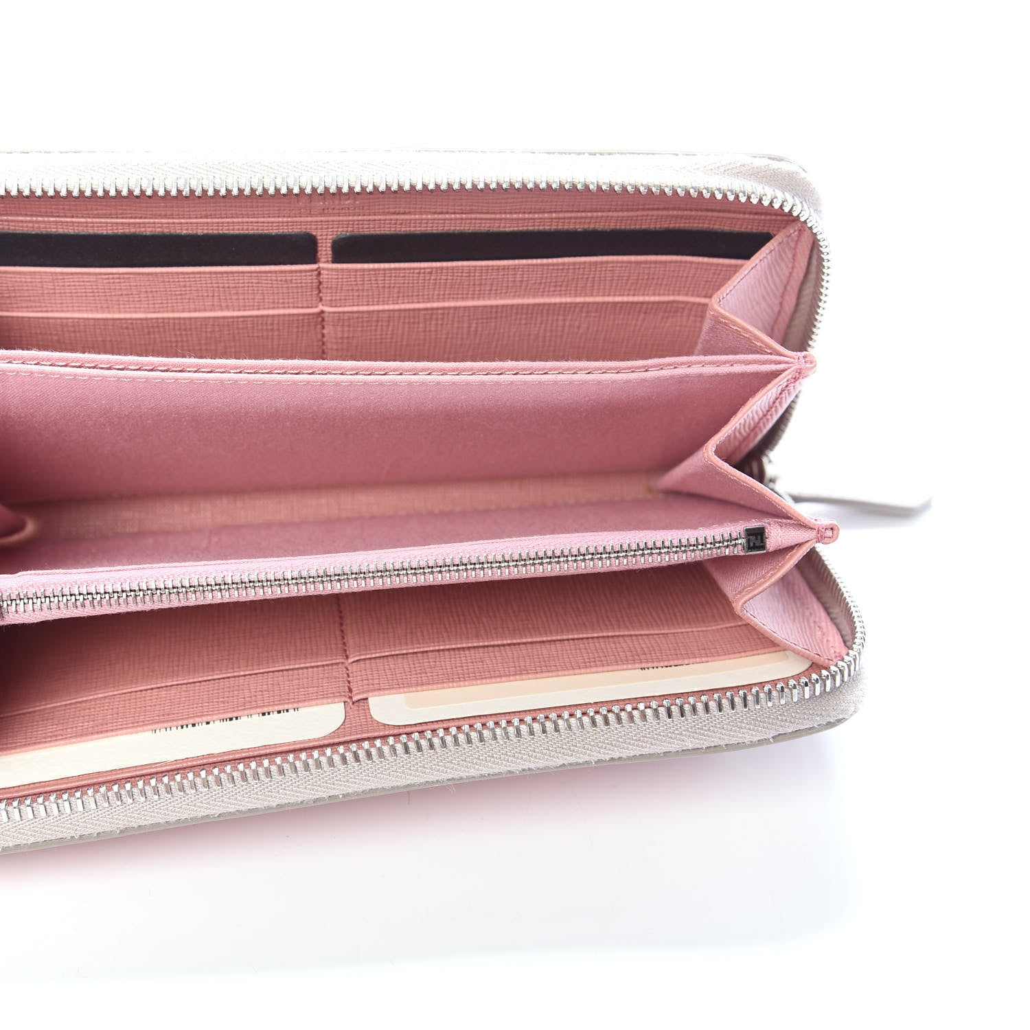 Fendi Vitello Elite Crystal Eye Monster Zip Around Wallet Grigio Polvere Ribes Multicolor 5 of 7