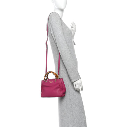 Gucci Calfskin Mini Bamboo Shopper Tote Bright Bougainvillea 2 of 11