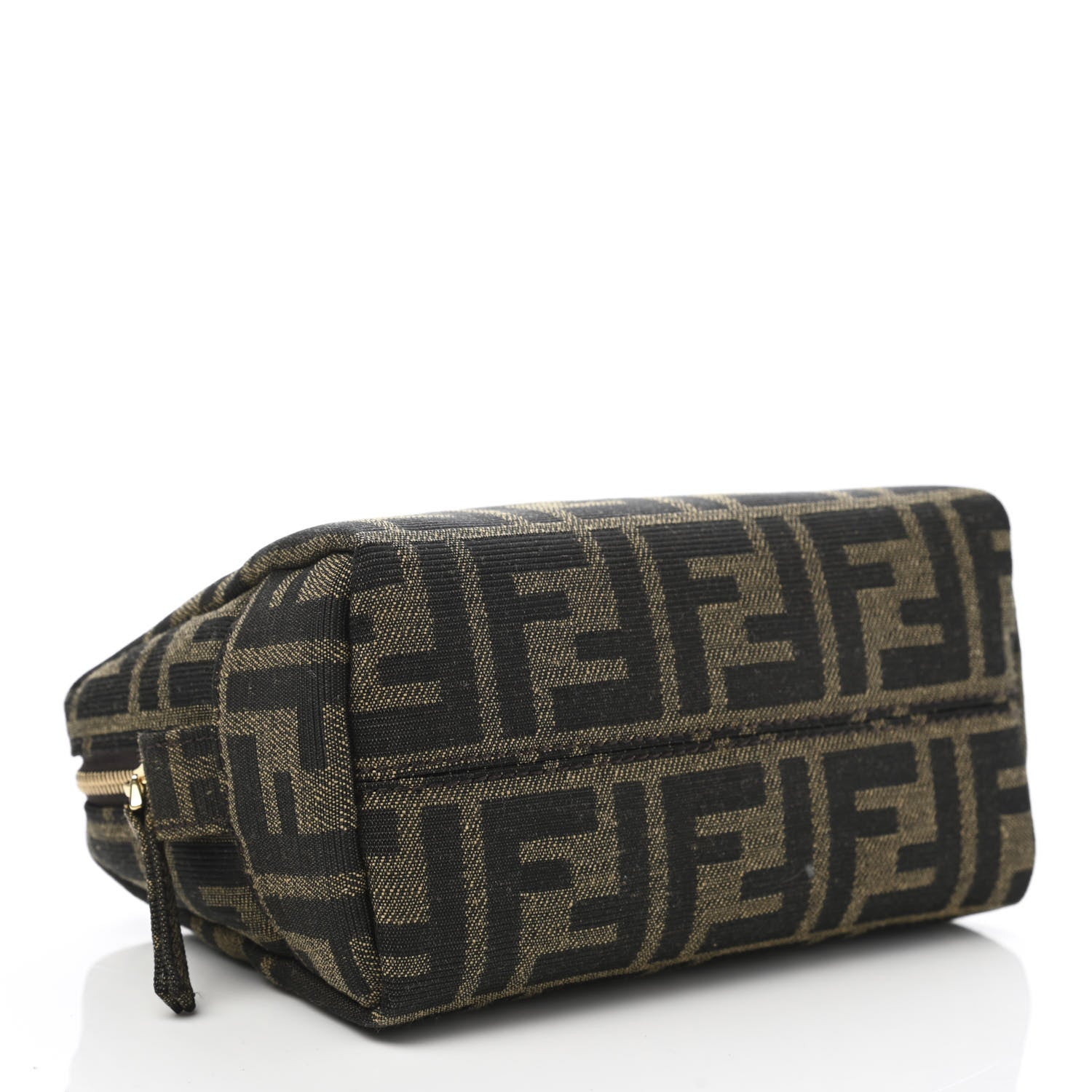 Fendi Fabric Jacquard FF 1974 Small Trapezoid Beauty Pouch Tobacco Moro Black 4 of 8