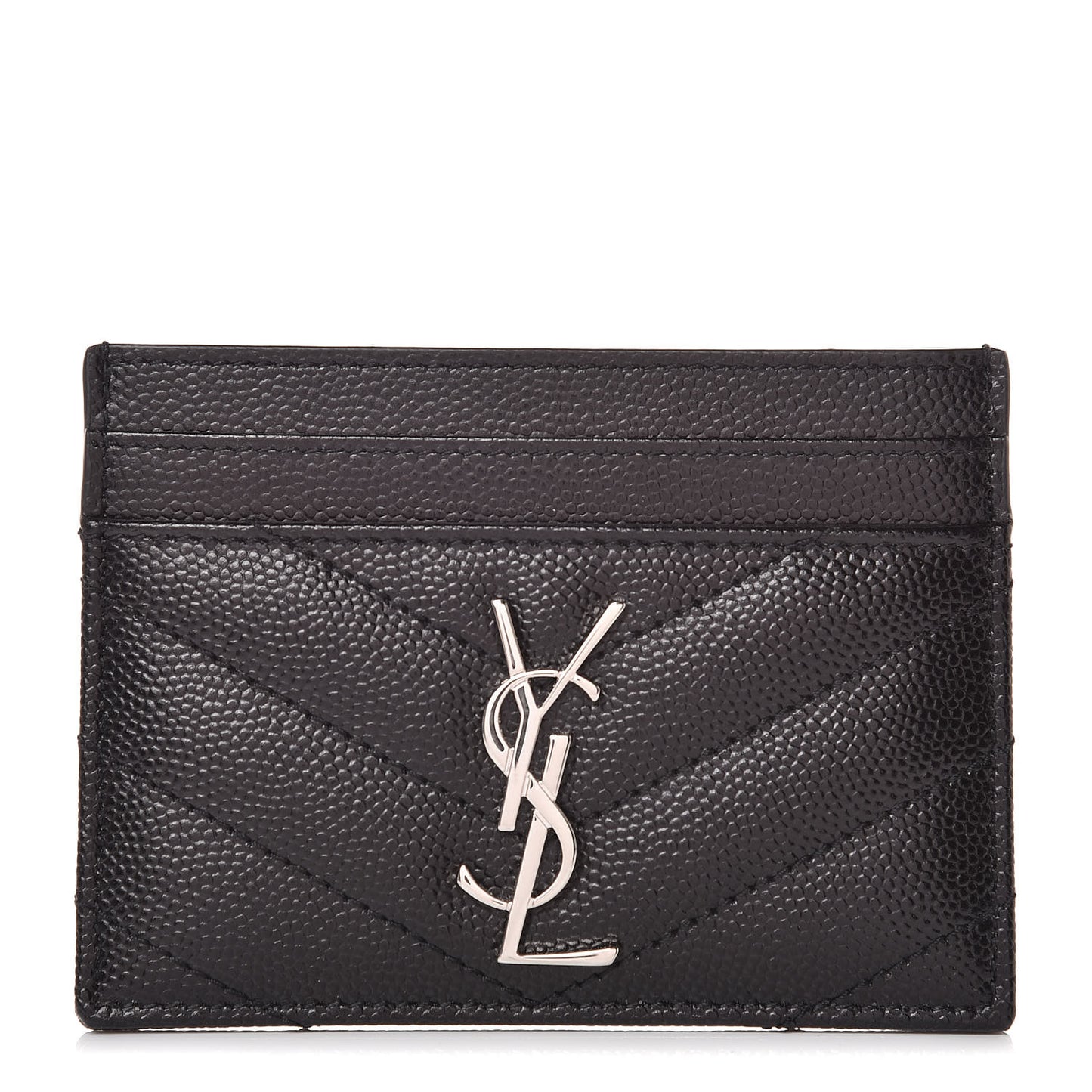 Grain De Poudre Matelasse Chevron Monogram Credit Card Case Black