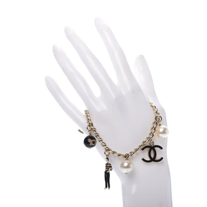 Chanel Pearl CC Charm Bracelet Black Gold 2 of 5