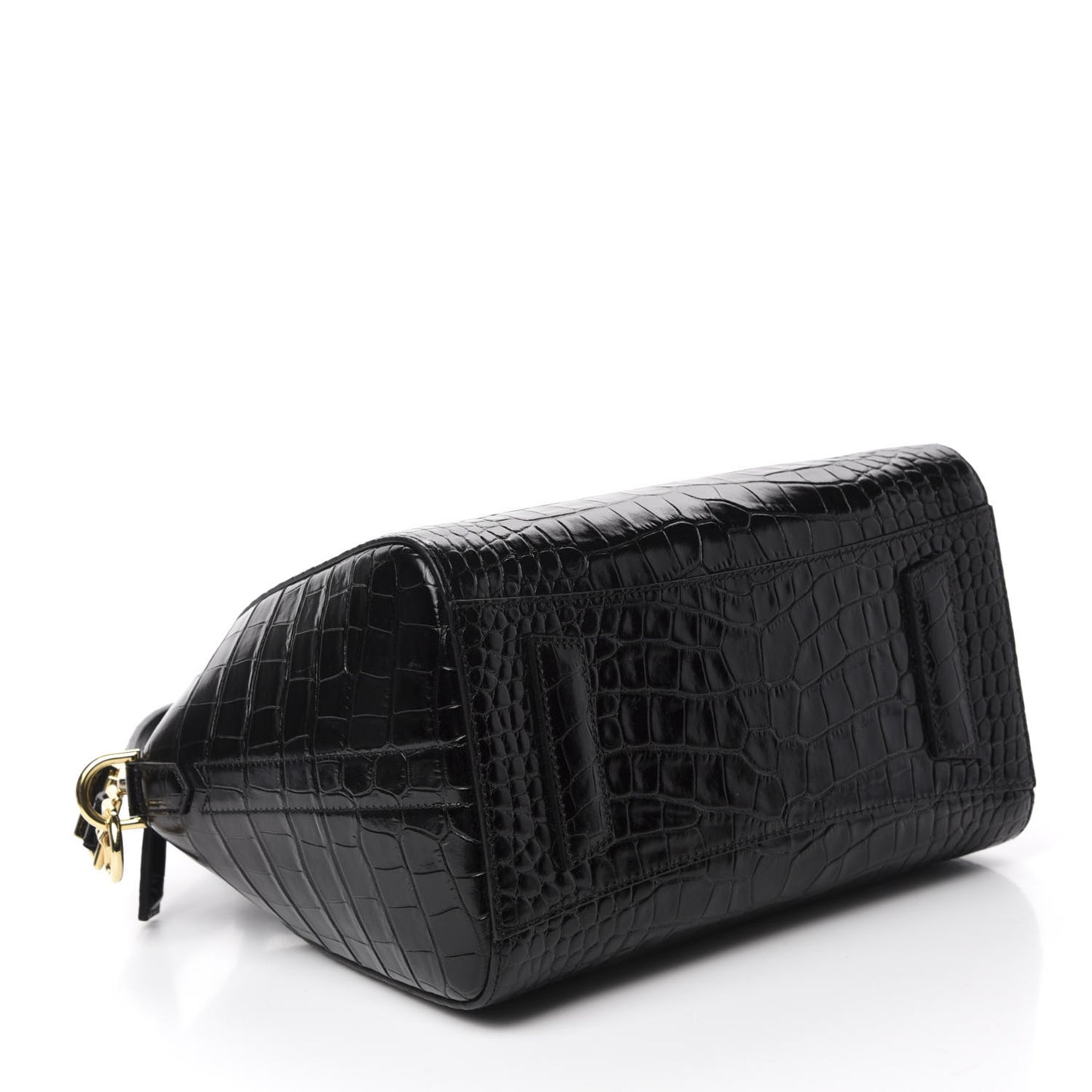Calfskin Crocodile Embossed Small Antigona Black