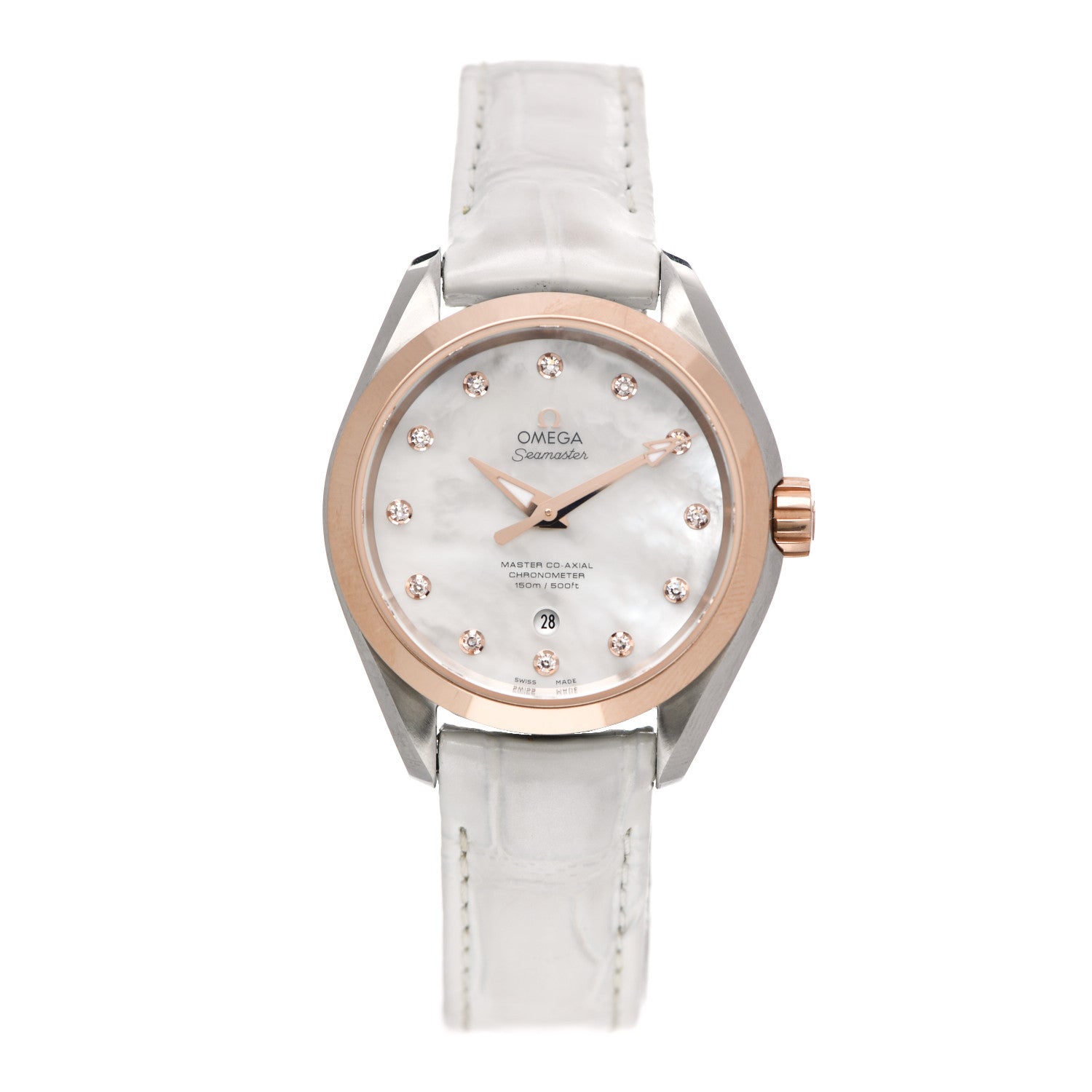 Omega Stainless Steel 18K Sedna Gold Diamond Mother of Pearl 34mm Seamaster Aqua Terra Co-Axial Chronometer Automatic Watch 231.23.34.20.55.001 1 of 5