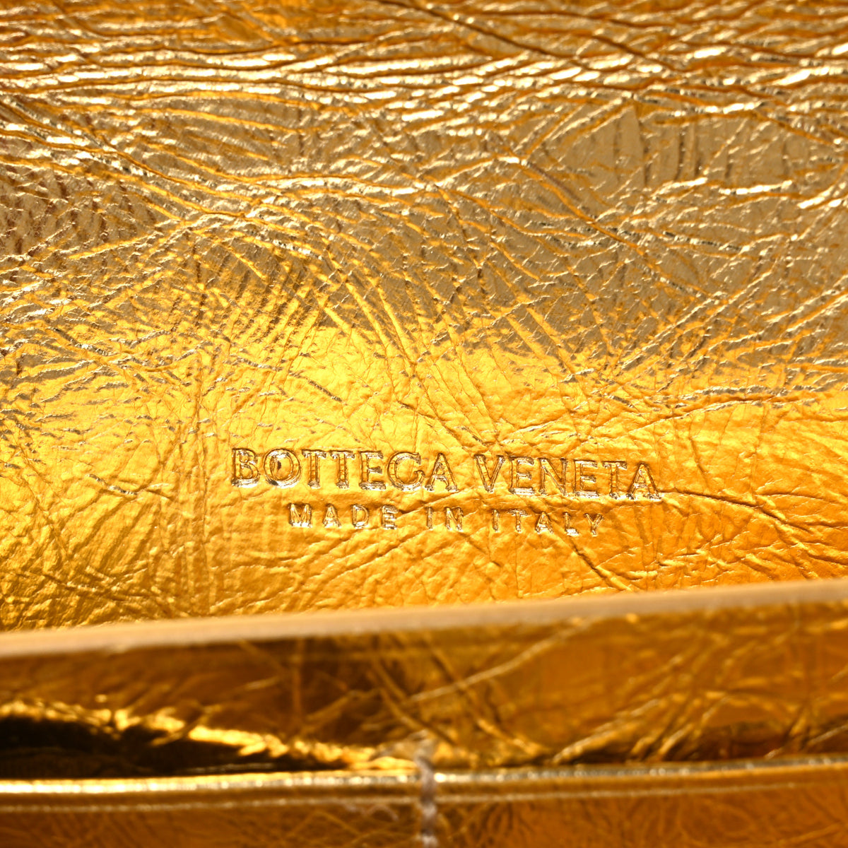 Metallic Satin Lambskin Intrecciato Long Andiamo Top Handle Clutch Gold