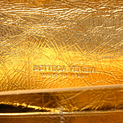 Bottega Veneta Metallic Satin Lambskin Intrecciato Long Andiamo Top Handle Clutch Gold 6 of 10
