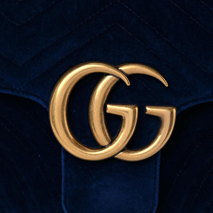 Gucci Velvet Matelasse Medium GG Marmont Shoulder Bag Cobalt Blue 18 of 18