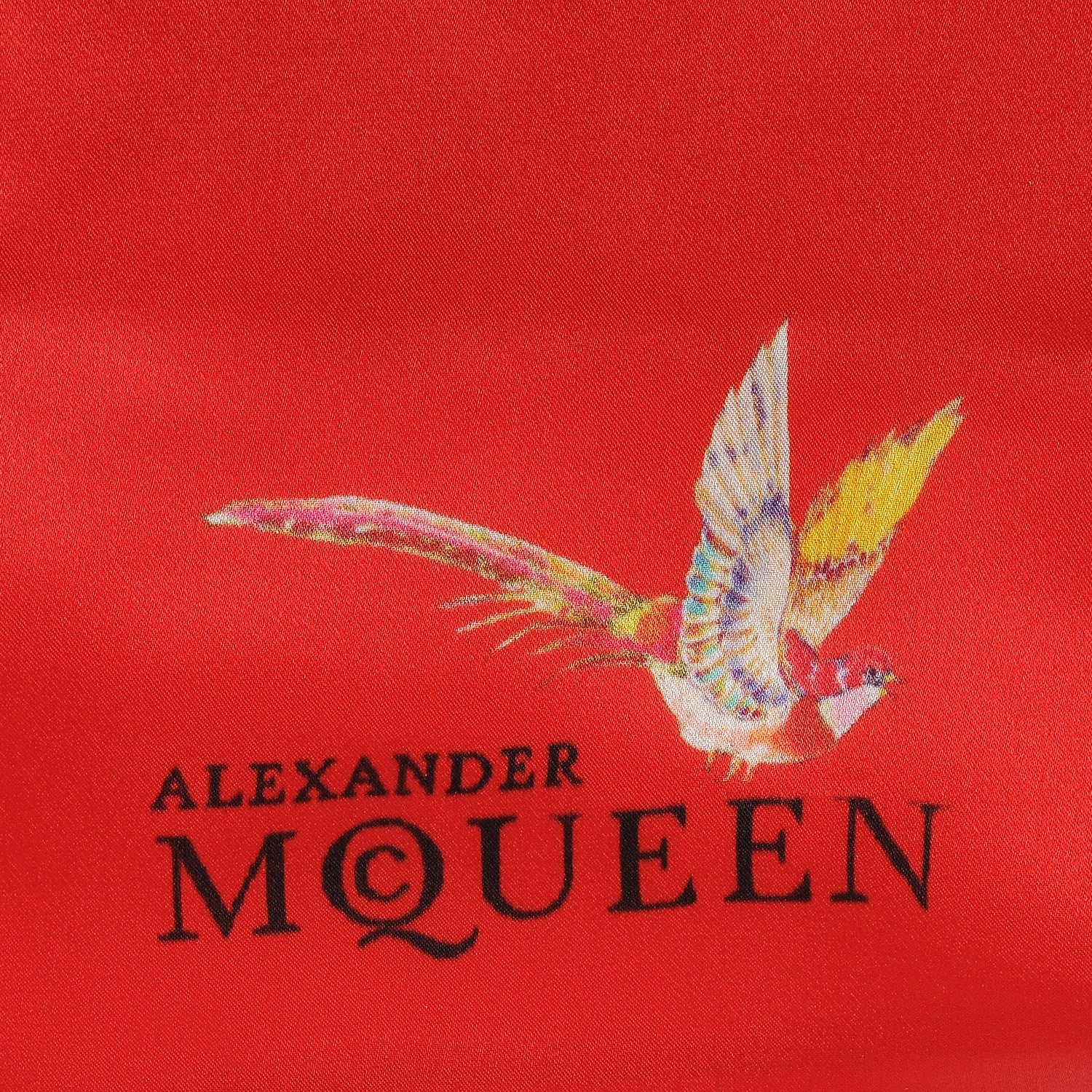 Alexander McQueen Silk Wool Bird Print Scarf Red 4 of 6