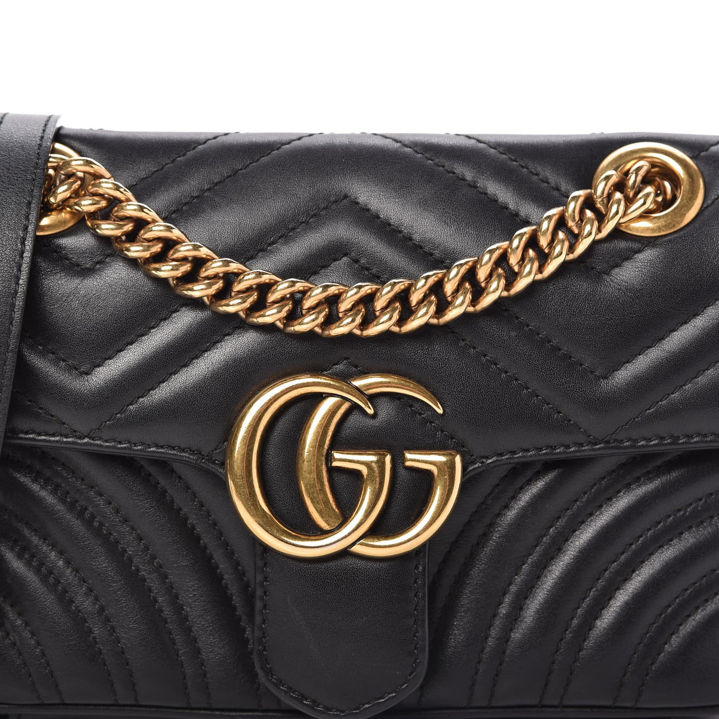 Calfskin Matelasse Mini GG Marmont Shoulder Bag Black