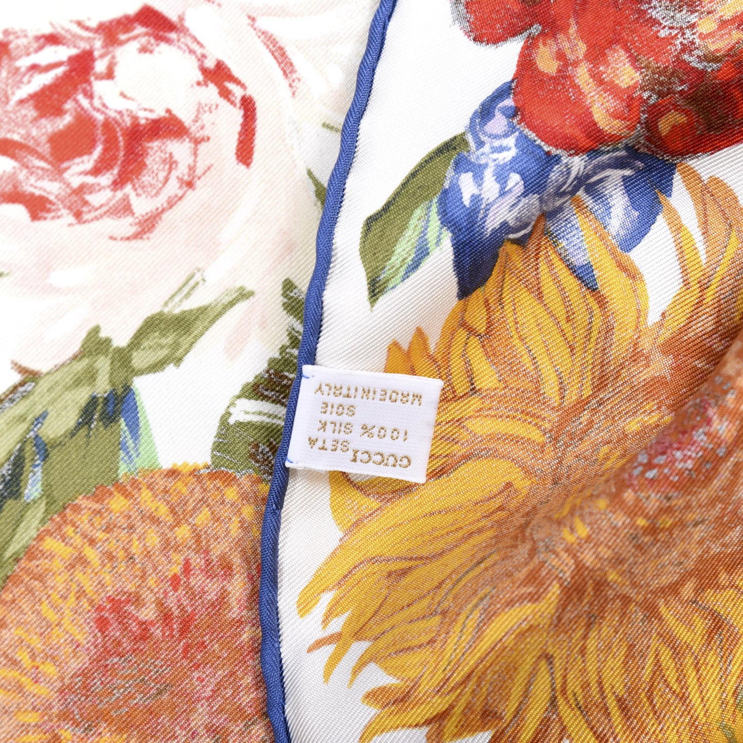 Silk Flower Pot Printed Scarf White