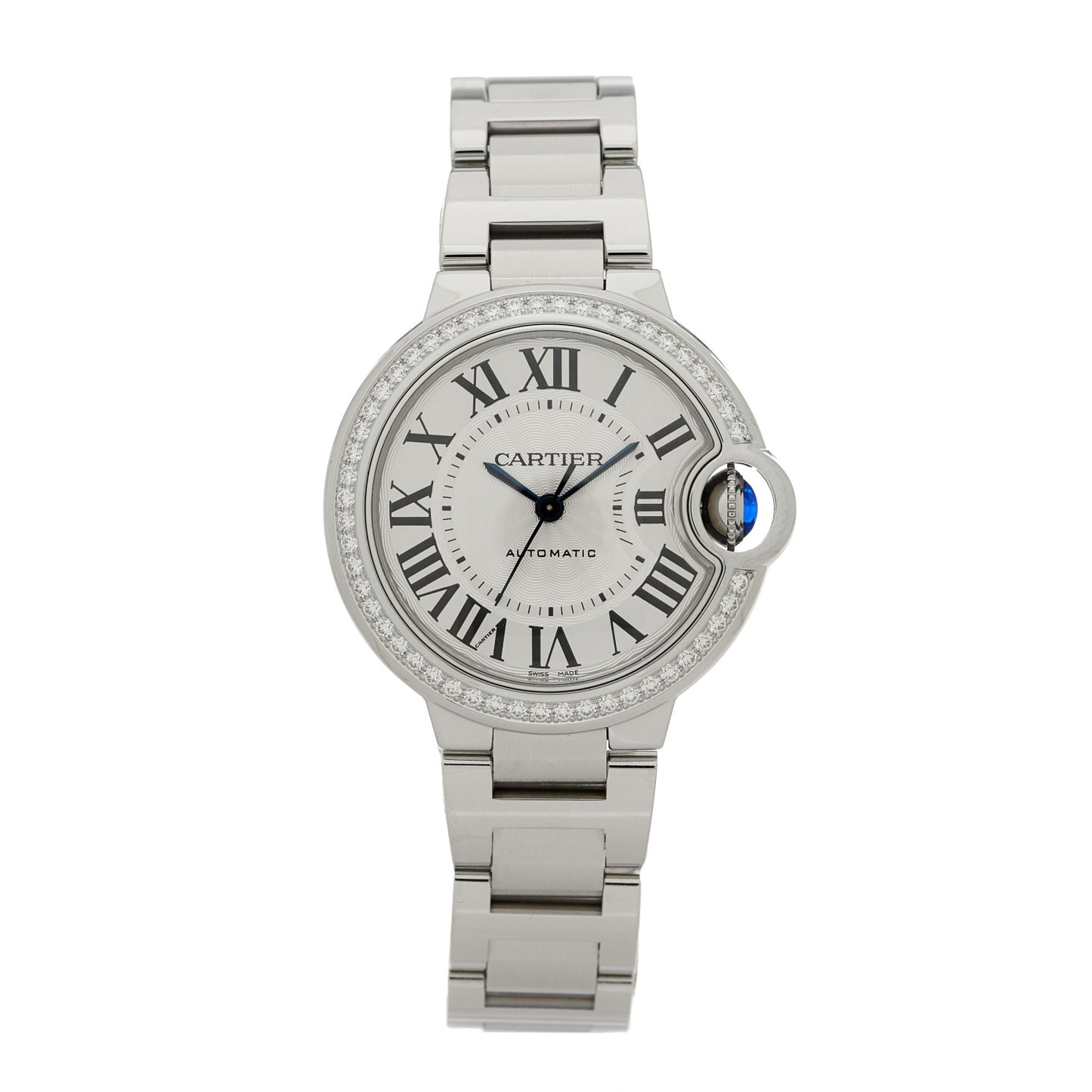 Stainless Steel Diamond Bezel 33mm Ballon Bleu De Cartier Automatic Watch