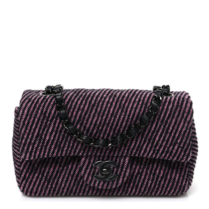 Chanel Wool Tweed Quilted Mini Rectangular Flap Pink Black 1 of 10