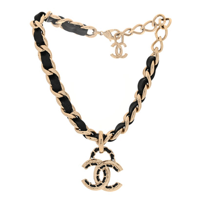 Chanel Metal Lambskin CC Choker Necklace Black Gold 3 of 5