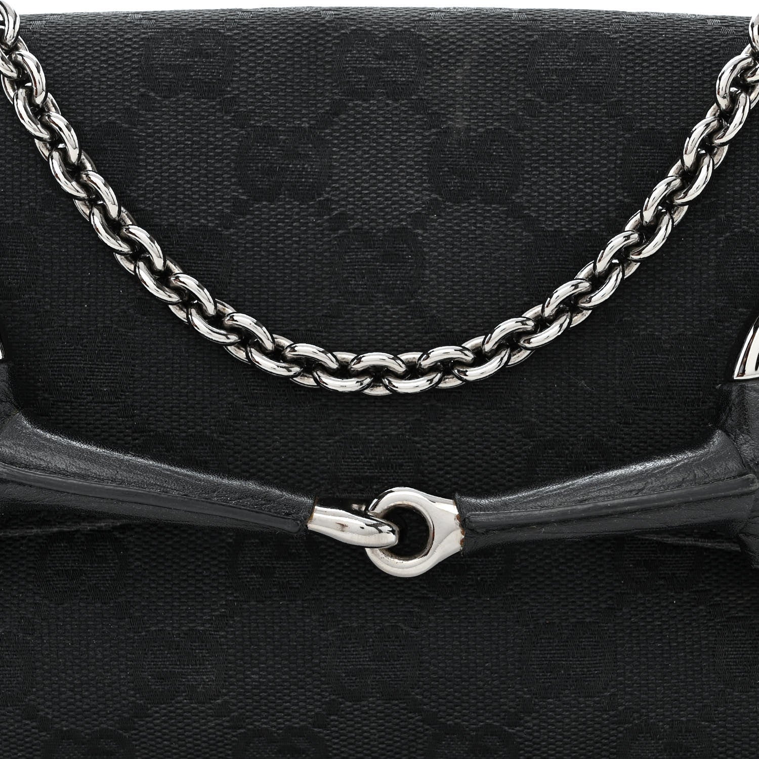 Gucci Monogram Horsebit Chain Clutch Black 8 of 11