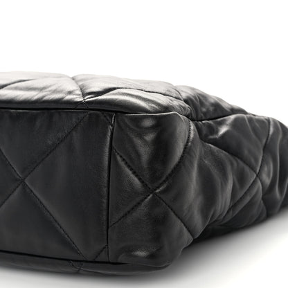 Chanel Lambskin Quilted Chanel 19 East West Shopping Bag Black 10 of 10