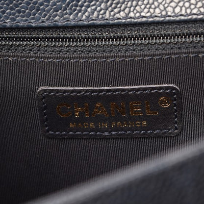 Chanel Caviar Quilted New Medium Boy Flap Dark Navy Blue 6 of 8