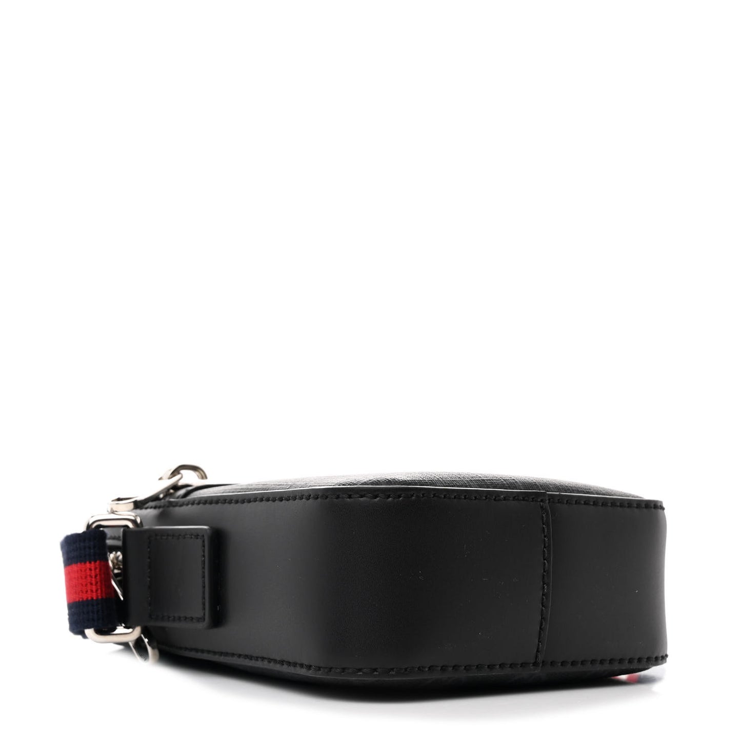 GG Supreme Monogram Appia Calfskin Web Small Camera Messenger Bag Black Grey