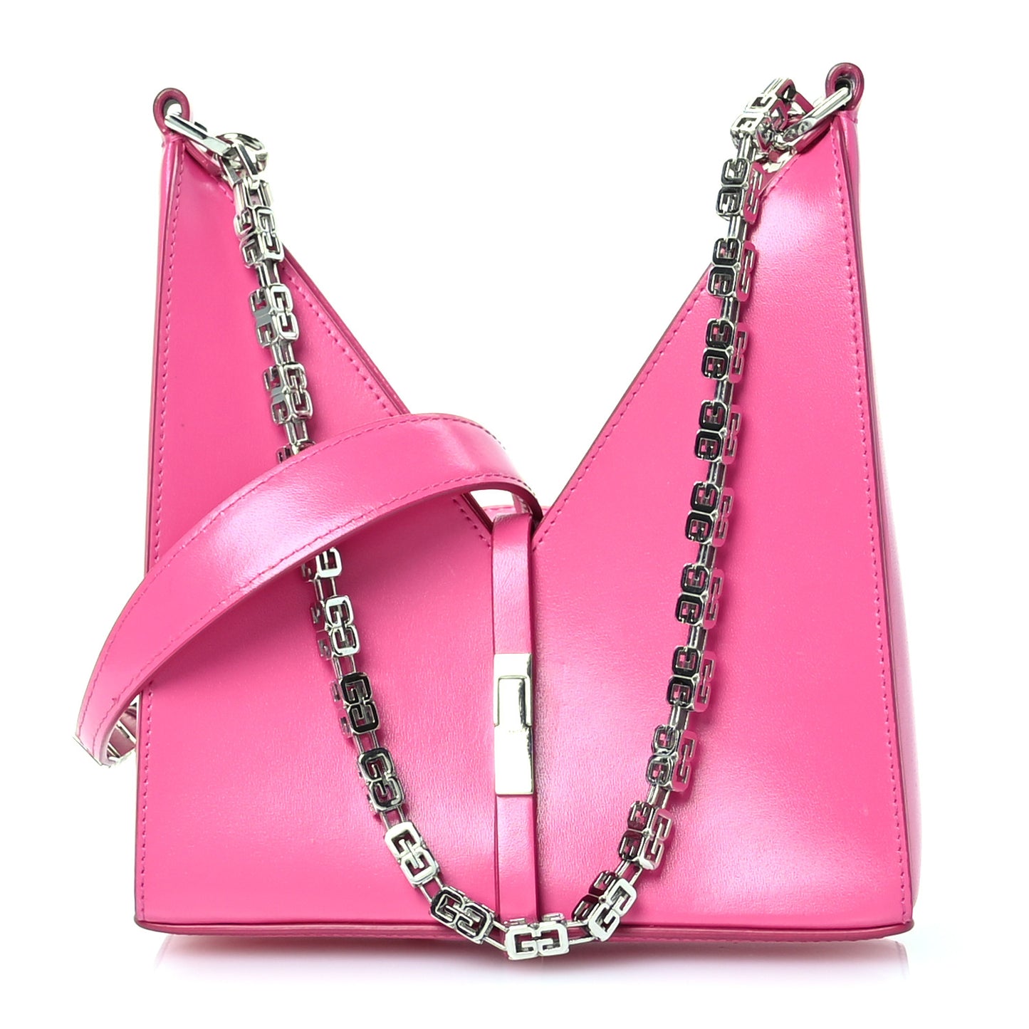 Box Calfskin Mini Cut Out Shoulder Bag Neon Pink