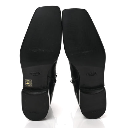 Prada Spazzolato Sfumato Mens Square Toe Ankle Boots 8 Black Argento 5 of 9