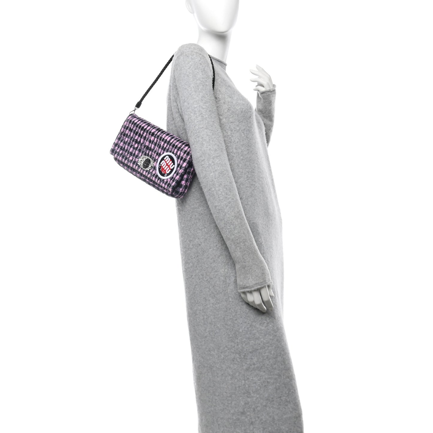 Cotton Matelasse Crystal Flap Shoulder Bag Multicolor