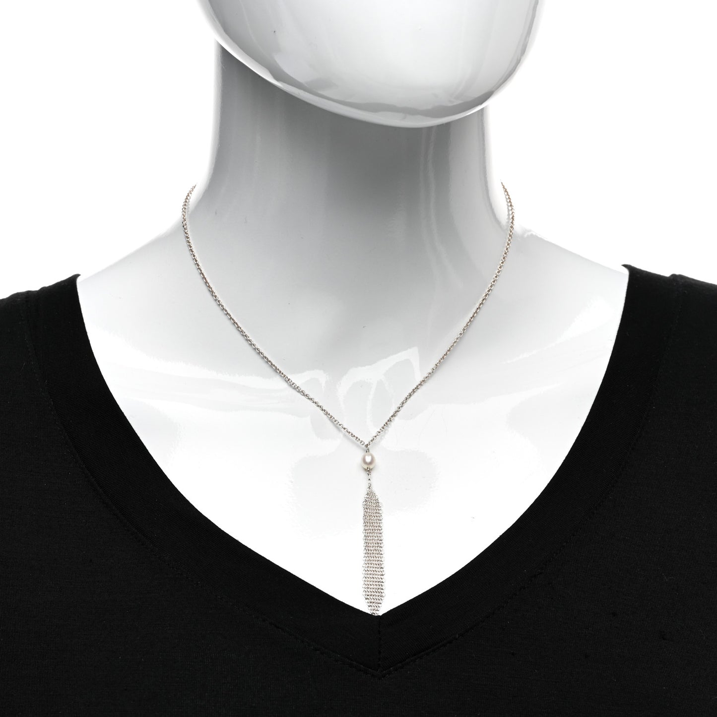 Sterling Silver Pearl Elsa Peretti Mesh Pendant Necklace