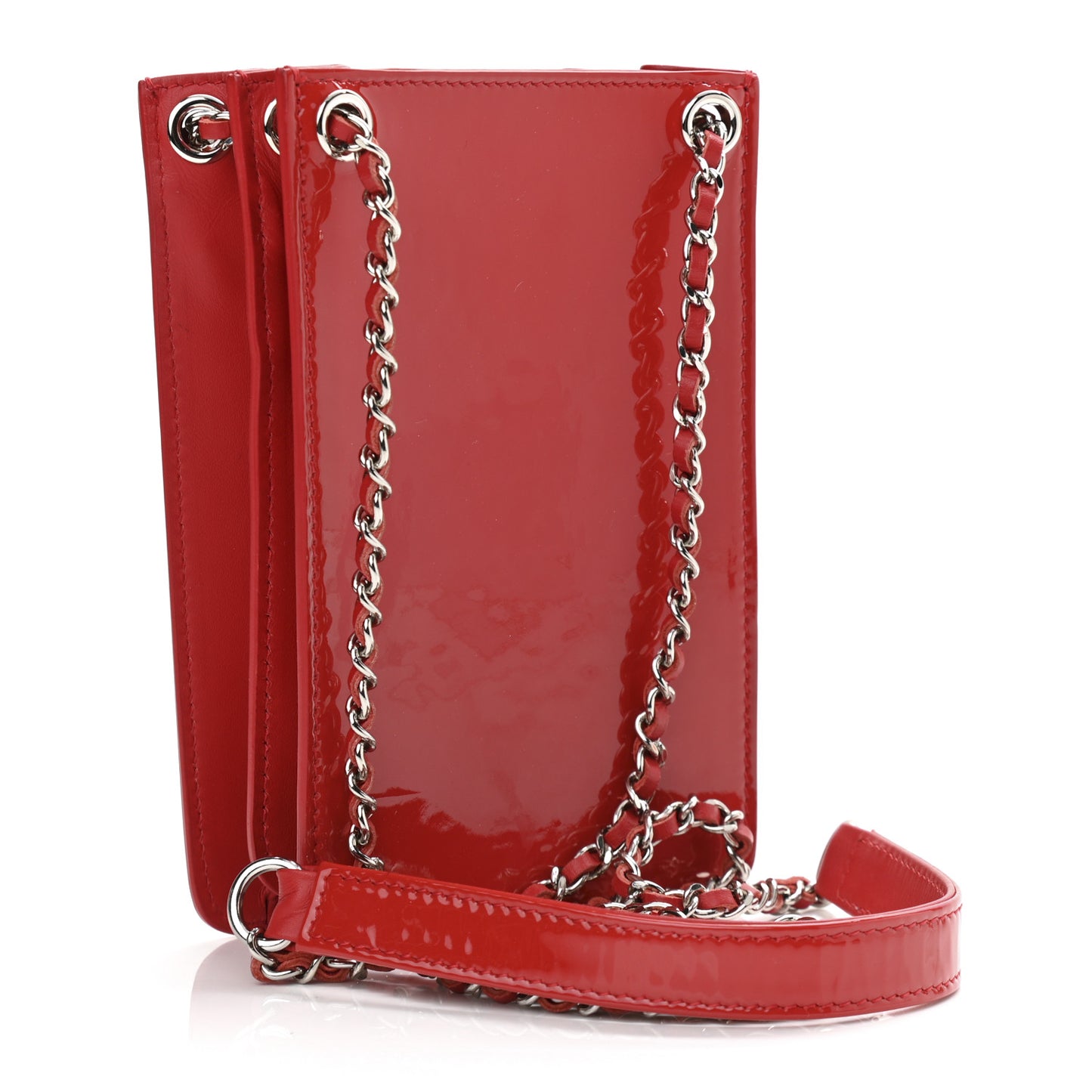 Patent Crossbody CC Phone Holder Red