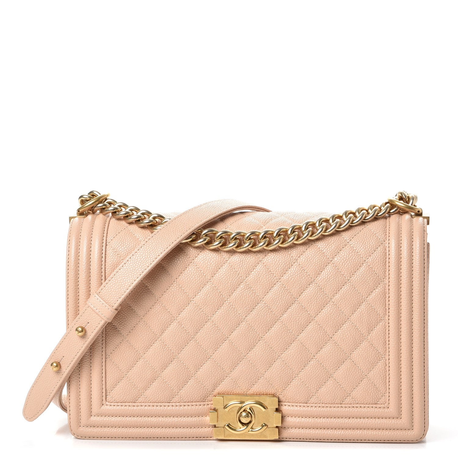 Chanel Caviar Quilted New Medium Boy Flap Light Beige 1 of 13