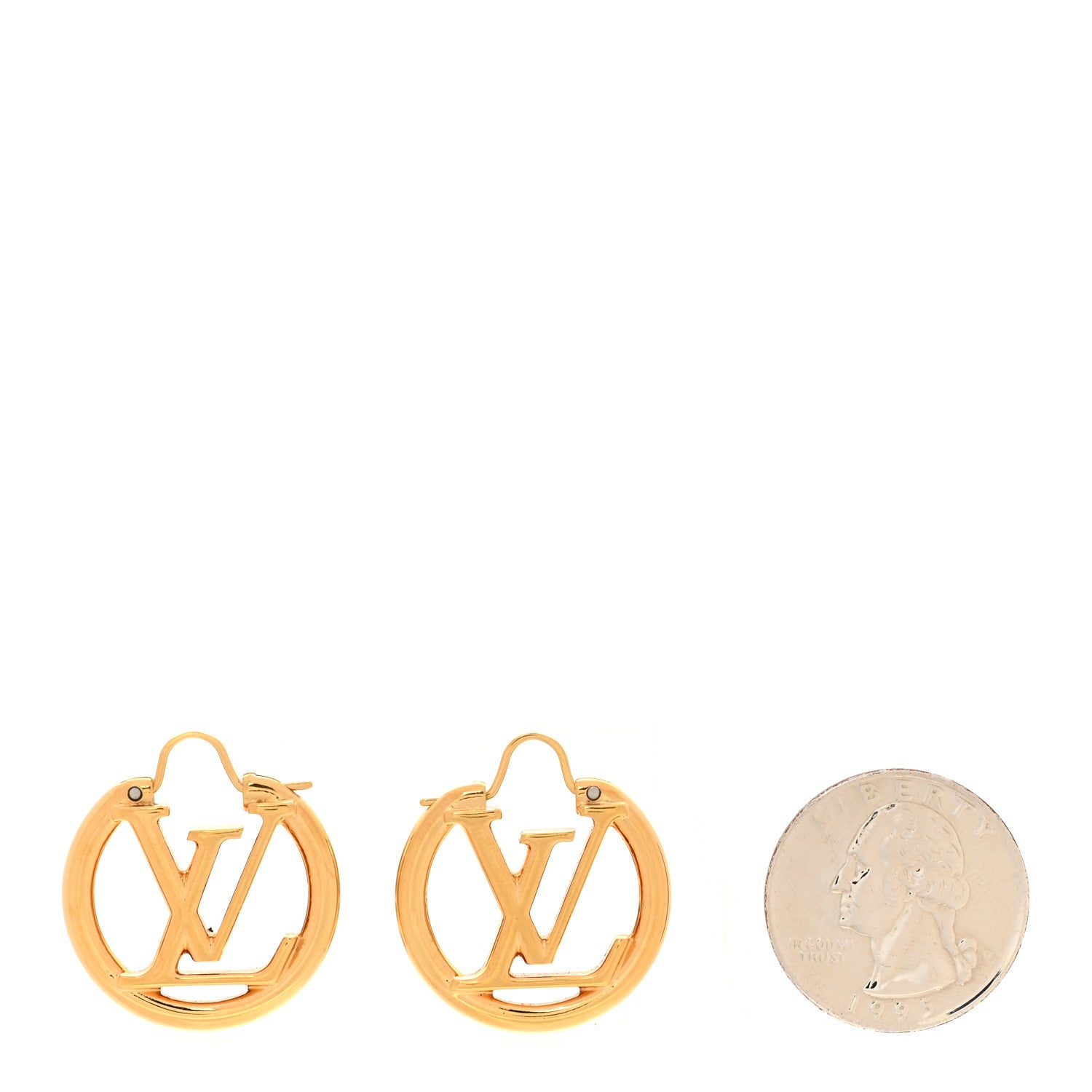 Louis Vuitton Metal Small Louise Hoop Earrings Gold 2 of 4