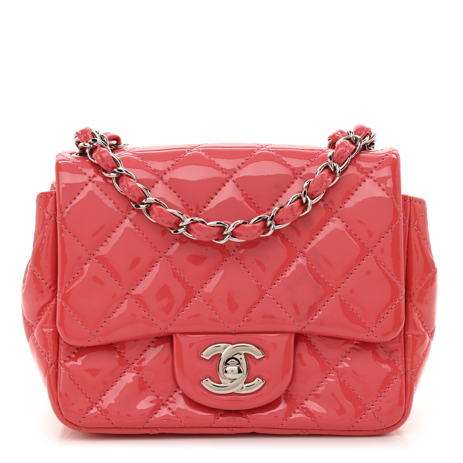 Chanel Patent Quilted Mini Square Flap Pink 1 of 12