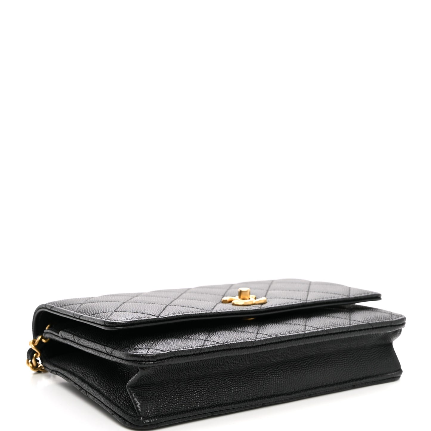 Caviar Quilted Coco Stamps Wallet On Chain WOC Black