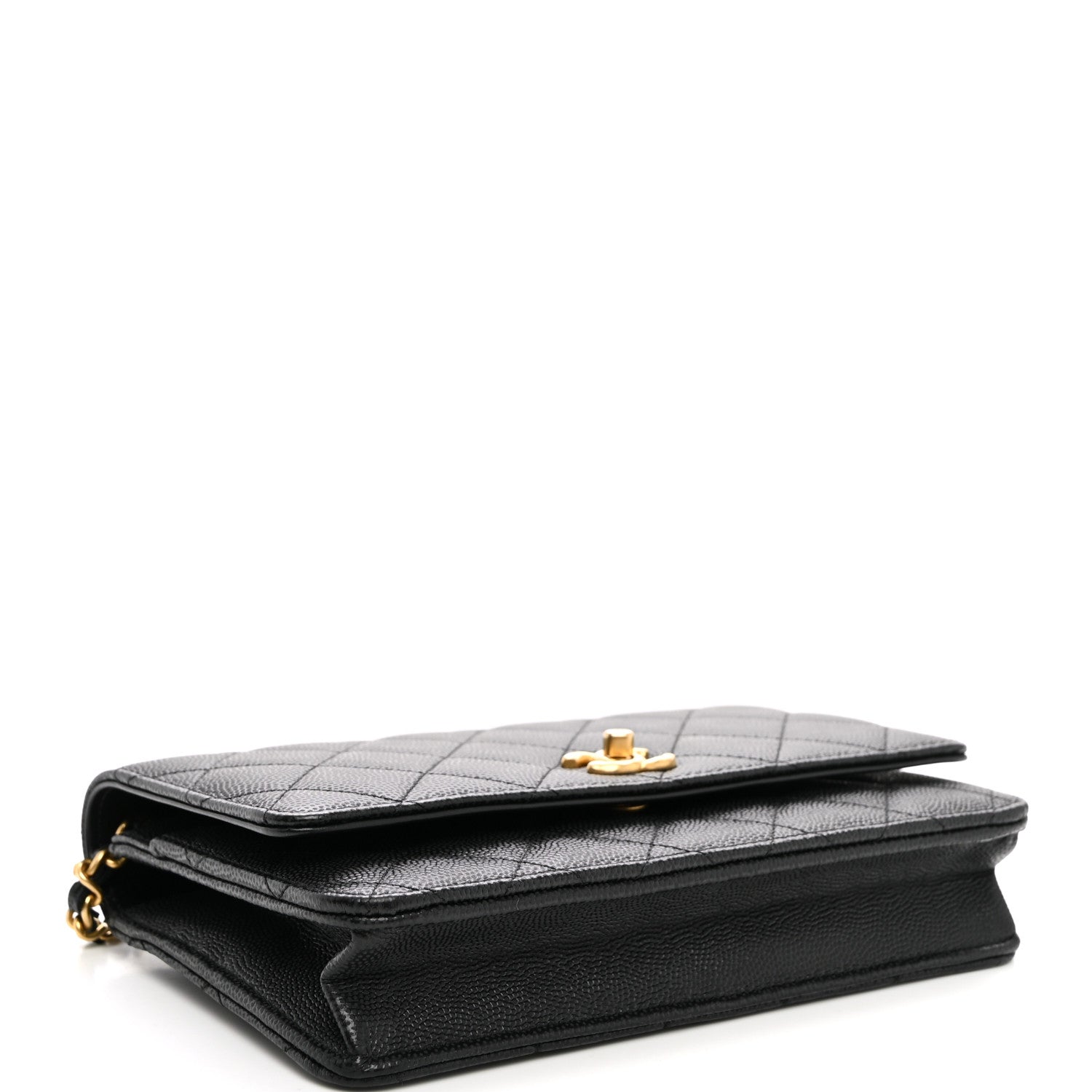 Chanel Caviar Quilted Coco Stamps Wallet On Chain WOC Black 4 of 10