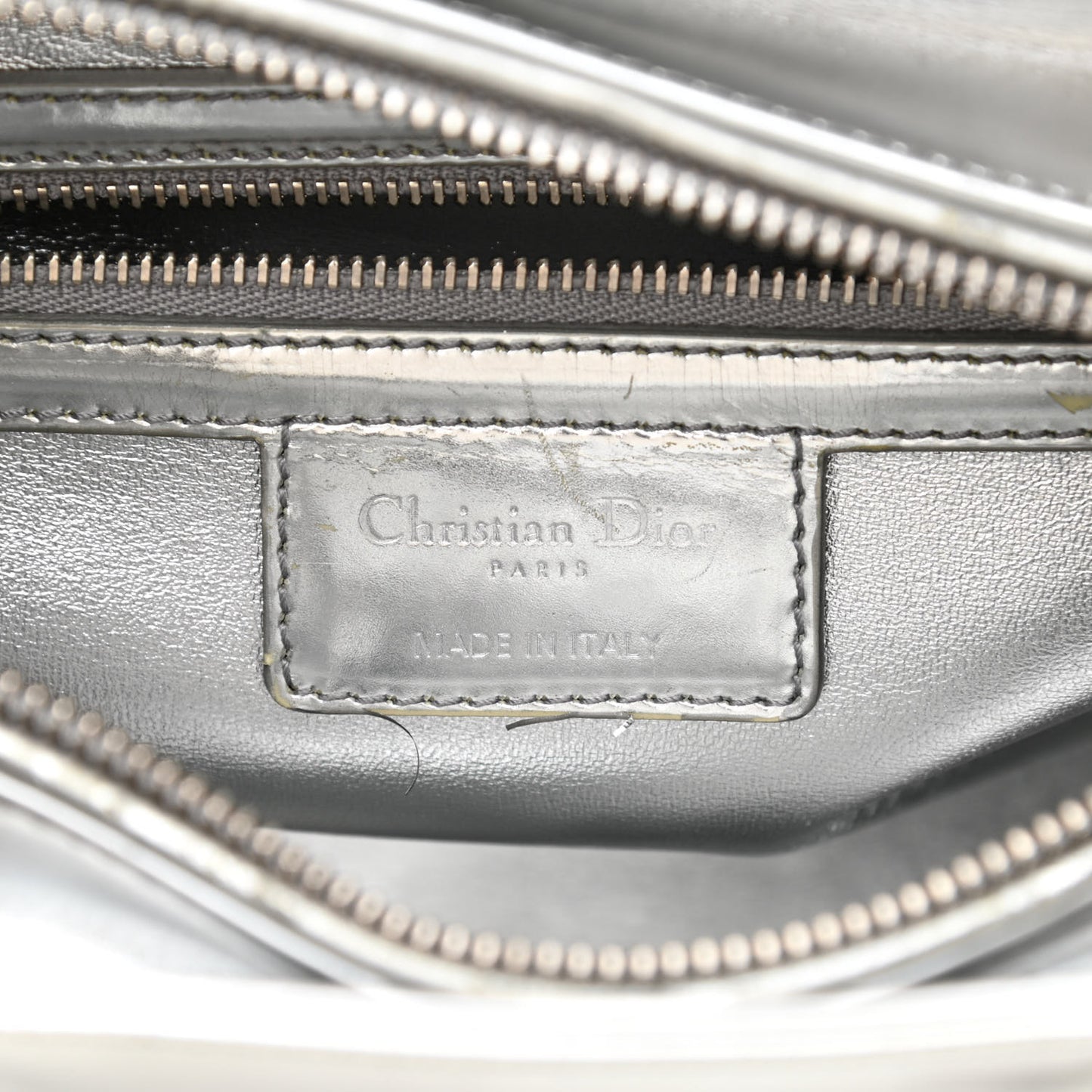 Metallic Patent Calfskin Medium Lady Dior Silver