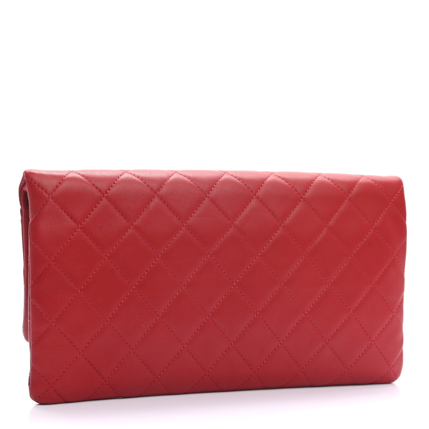 Chanel Lambskin Quilted CC Beauty Clutch Red 4 of 10