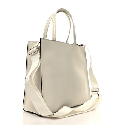 Prada Calfskin Triangle Tote Bag White 3 of 9