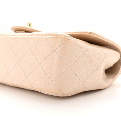 Chanel Pearly Caviar Quilted Mini Rectangular Flap Beige 9 of 26