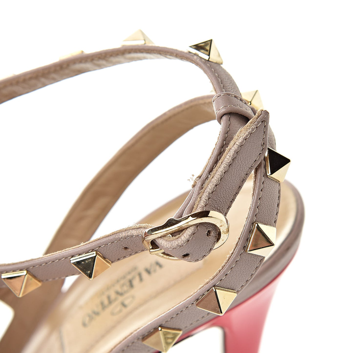 Patent Rockstud Ankle Strap Pumps 40 Peony Poudre