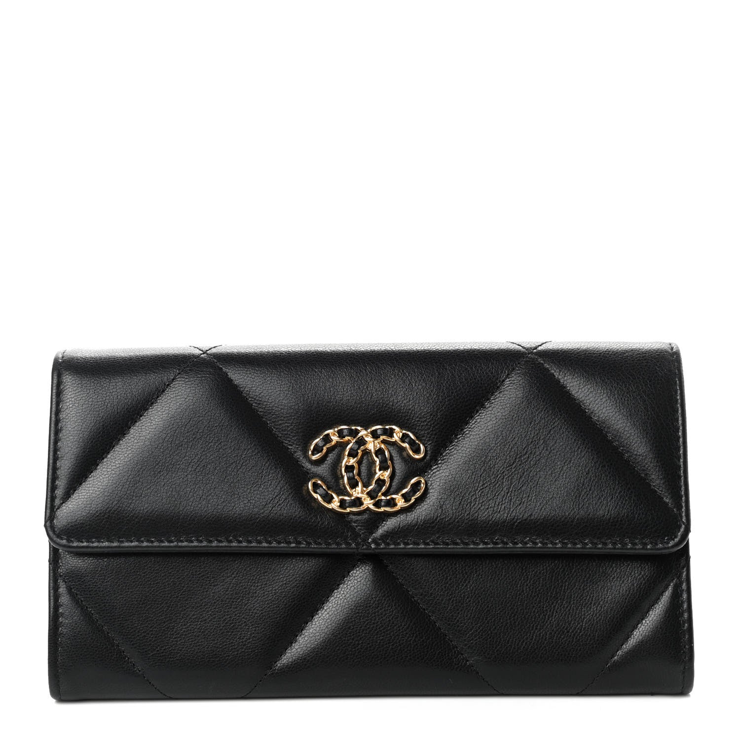 Chanel Lambskin Quilted Chanel 19 Flap Wallet Black 1 of 8