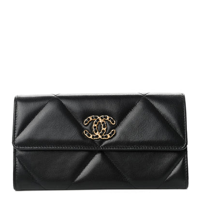 Chanel Lambskin Quilted Chanel 19 Flap Wallet Black 1 of 8
